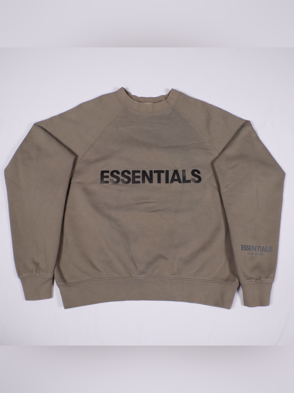 Fear of God Essentials Crewneck Sweatshirt XXS Taupe Brown Silicone Logo Fog⁠